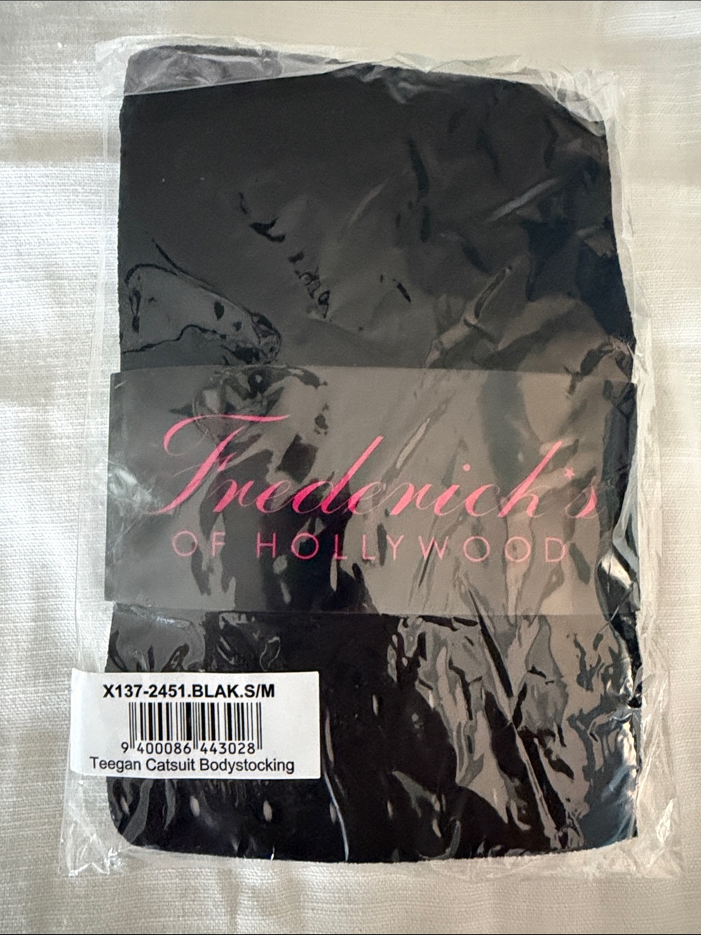 Frederick's of Hollywood Black Teegan Catsuit Bodystocking - Packaged